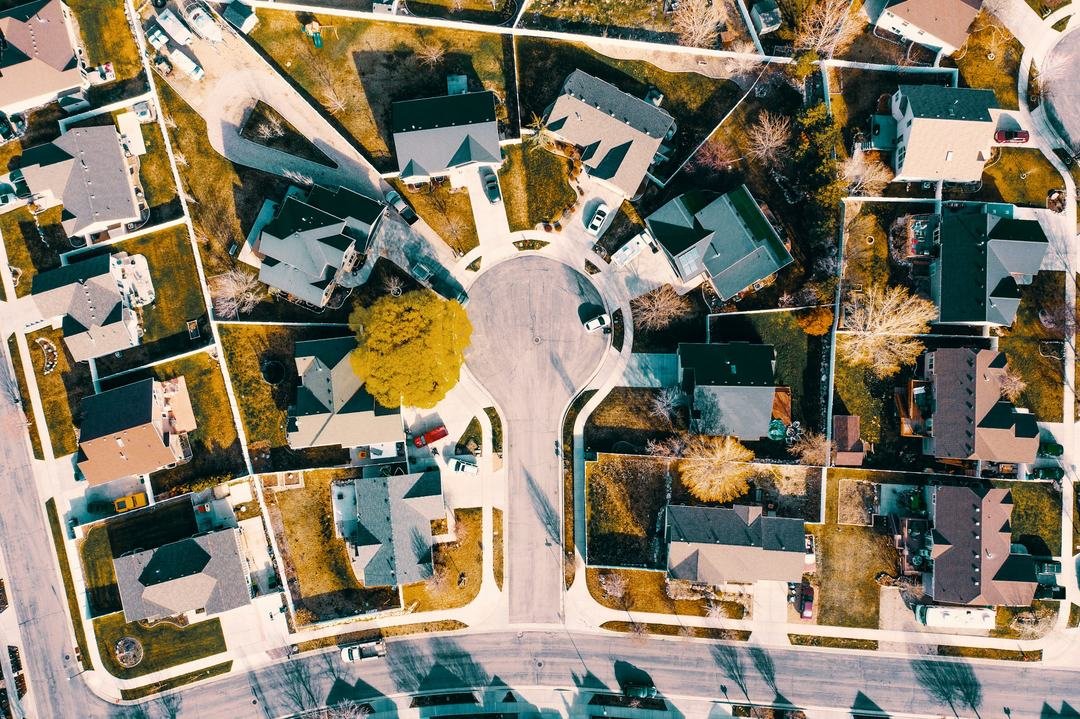 Aerial view of a new residential neighborhood